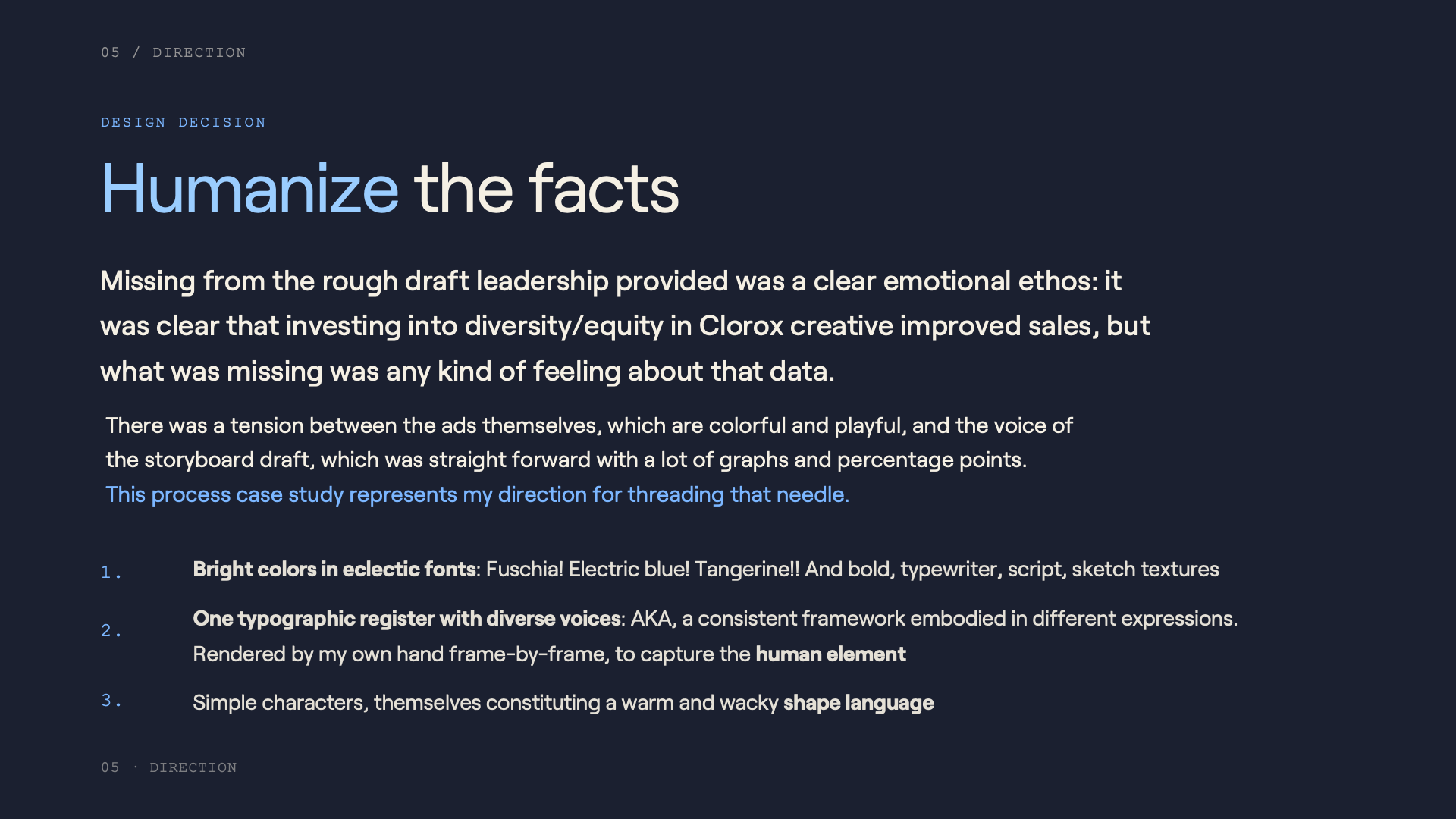 Slide 8. My design direction
